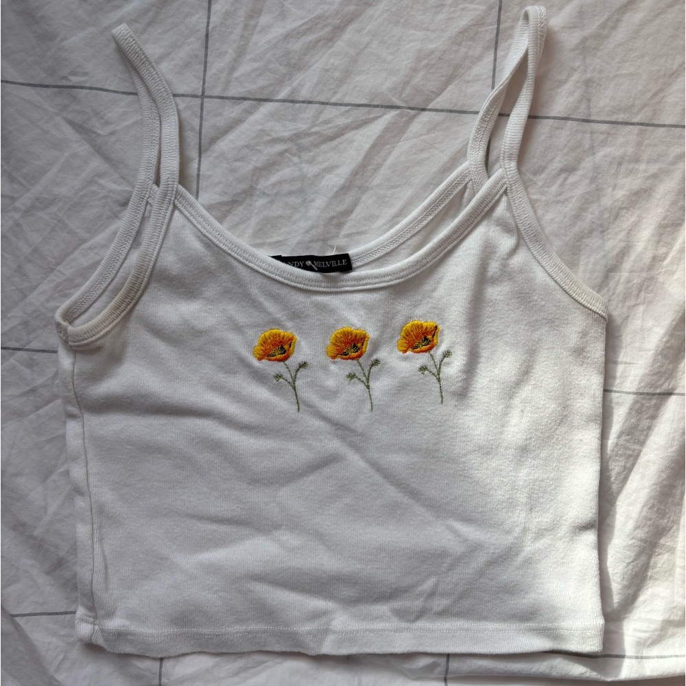 Brandy Melville Cropped Flower Tank Top